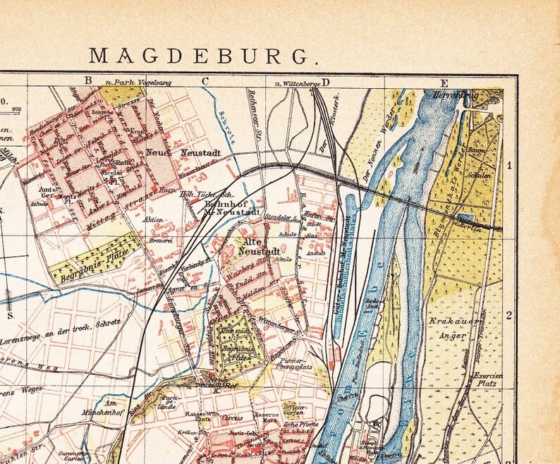 1898 City Map of Magdeburg Prussian Province of Saxony at the | Etsy