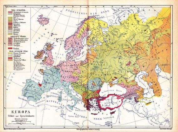 1875 Statistical Chart Of Europe Depicting The Ethnic And Etsy