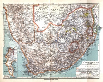 1926 Union of South Africa with Section Map of Capetown, Cape of Good Hope, Cape Colony around 1926 Original Antique Political  Map