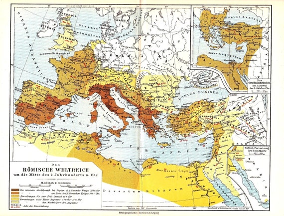 Roman Empire 2nd Century Ad Map 1927 Territory Of The Roman Empire In The 2Nd Century A.d. & | Etsy