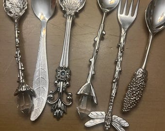 Vintage Figural Stainless Steel Silver Tone Demitasse Set