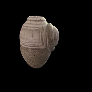 Pottery Sculpture, Speckled Stoneware Abstract Shell Orb Accent, Closed Form Carved Organic Modern Ceramic Object