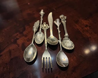 Vintage Stainless Steel Demitasse Spoon Set, Eclectic Mini Spoon & Fork Collection, Silver and Gold Tone Espresso Spoons, Tea Spoon Gift Set