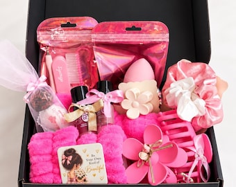 Pink Personalised Gift Box for Her, Girly Beauty Hamper, Self Care Gift Set, Teen Girl Birthday Gift, Pink Pamper Box