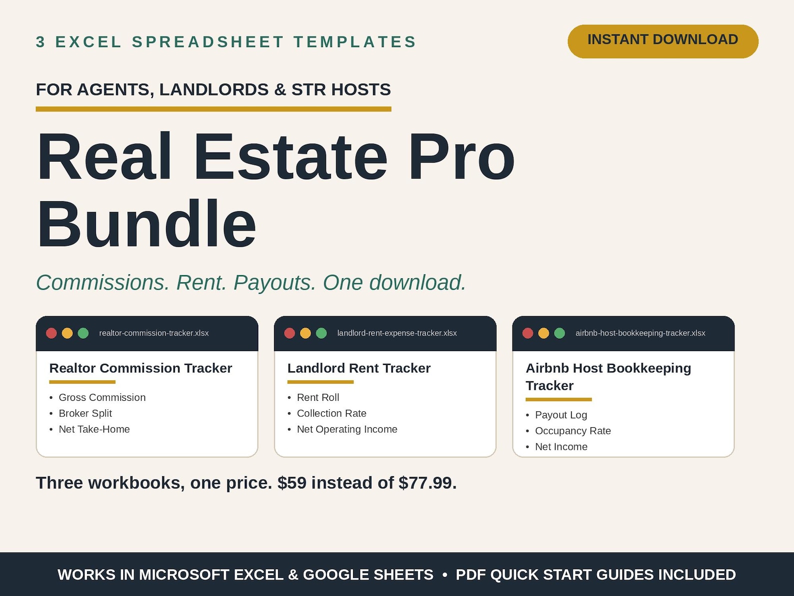 Real Estate Pro Bundle | Realtor Commission Tracker, Landlord Rent ...