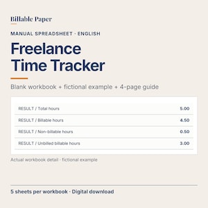 Zeiterfassungs-Tabelle für Freelancer, Protokoll der abrechenbaren Stunden, Projekt-Stundenzettel-Vorlage