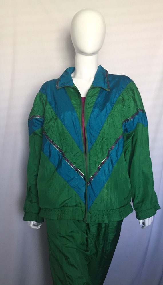 80's Turquoise and Green Windbreaker and Pants