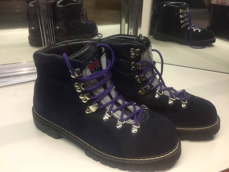 blue suede hiking boots
