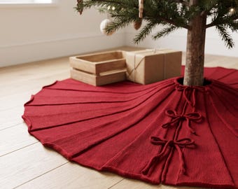 Gonna per albero di Natale in maglia plissettata, decorazione festiva per il soggiorno, tappetino accogliente per la base dell'albero, regalo di Natale per la famiglia