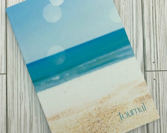 Beach themed journal, 6” x 9” blank journal, 200 lined pages, paperback, matte finish