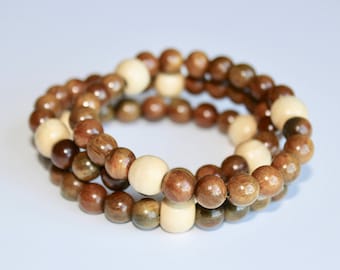 Prayer bracelet, wood bead bracelet