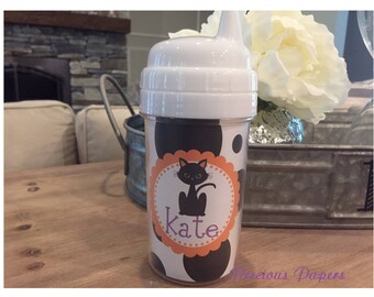 personalized kids halloween sippy cup cat sippy cup kids halloween cups halloween cat cup