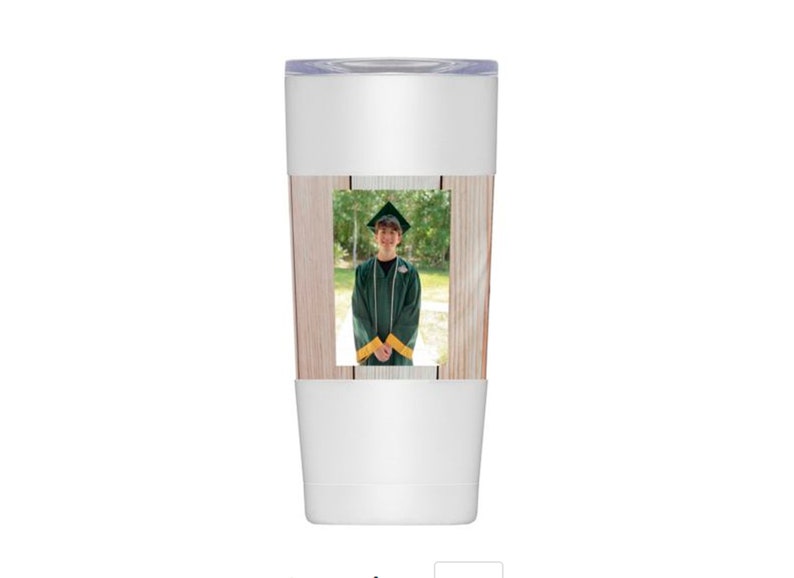 Graduation photo insulated steel mug or water bottle in black or white You add photo and graduation caption photo cup image 2