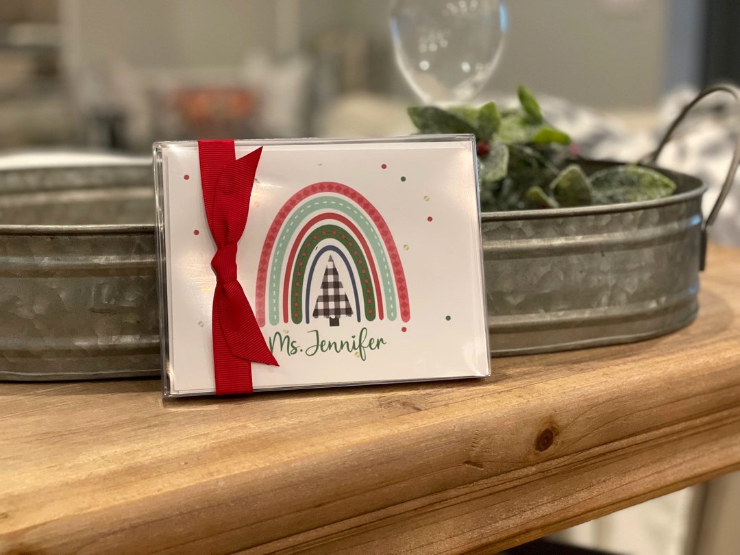 Personalized Christmas Boho Rainbow Note Cards Stationery Thank You ...