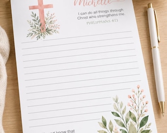 Personalized Christian Notepad | Custom Prayer List Pad | Bible Verse Stationery | Faith-Based Gift | Scripture Pad
