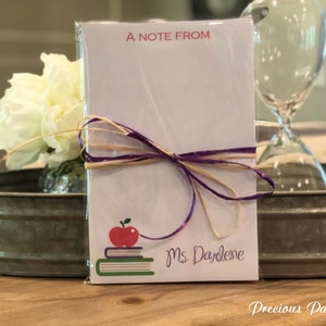 Personalized Teacher note pads with books and an apple Personalized teacher gift note pads librarian gift image 3