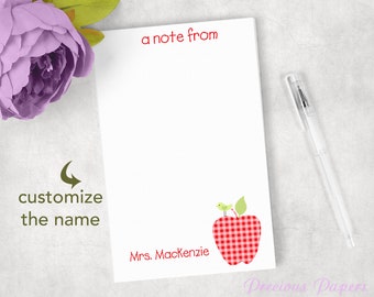 Personalized Red Gingham note pads Personalized teacher gift