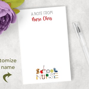 Personalized School Nurse Notepad  Nurses Note Pads School Nurse Gifts