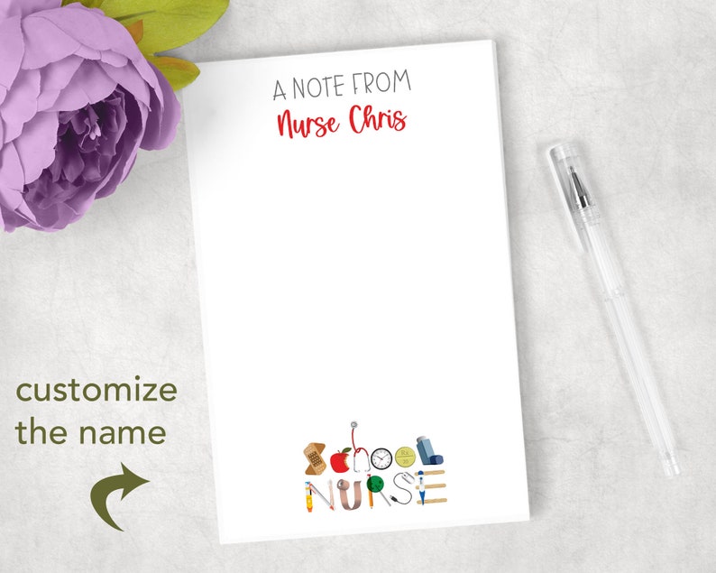 Personalized School Nurse Notepad Nurses Note Pads School Etsy