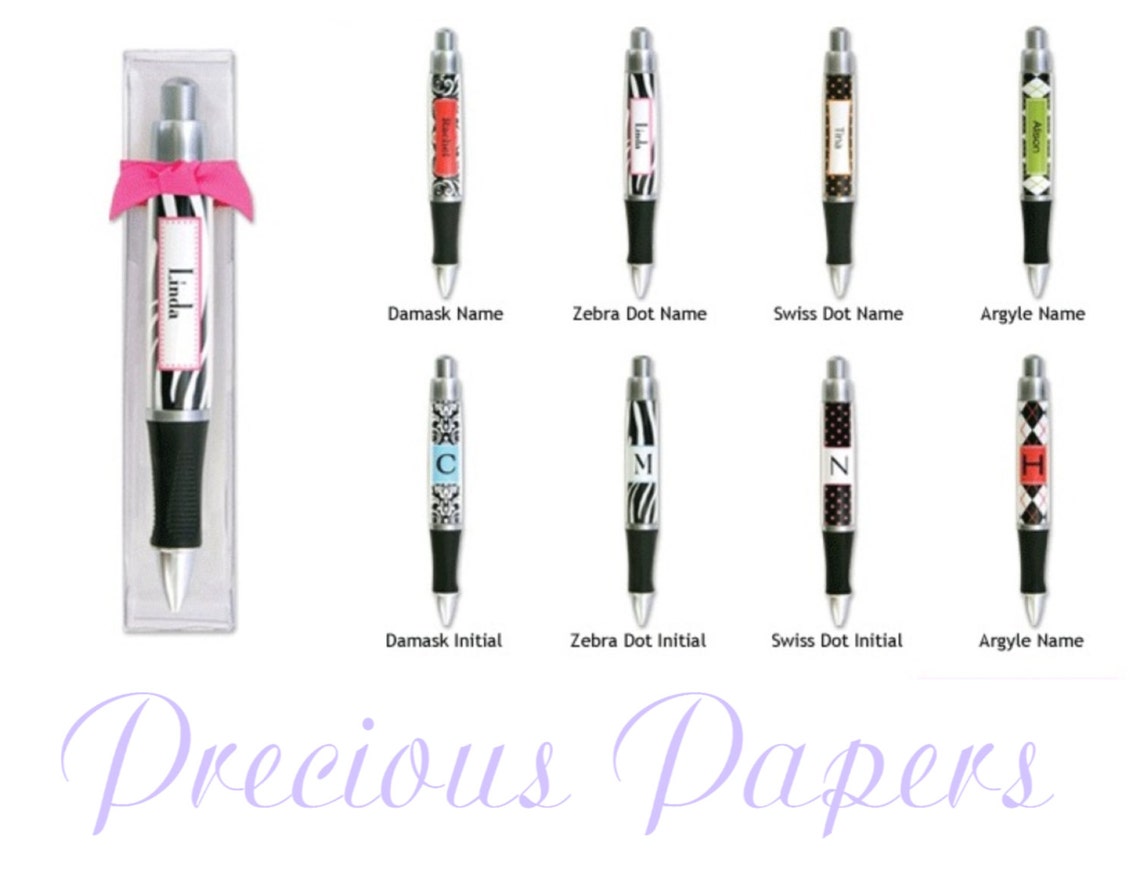 Paparte Personalized Pens Zebra Print Pens Damask Print Etsy