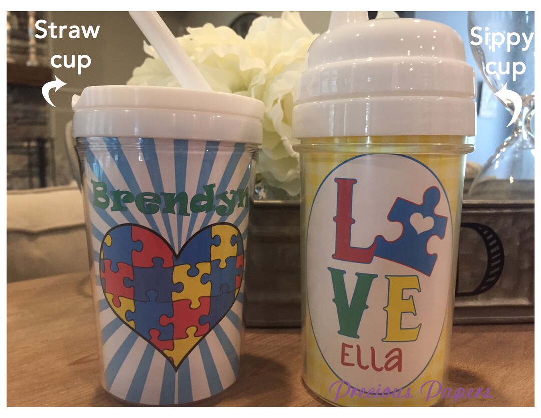 Personalized Autism Awareness Kids Sippy Cups Autism Sippy Cups Austism