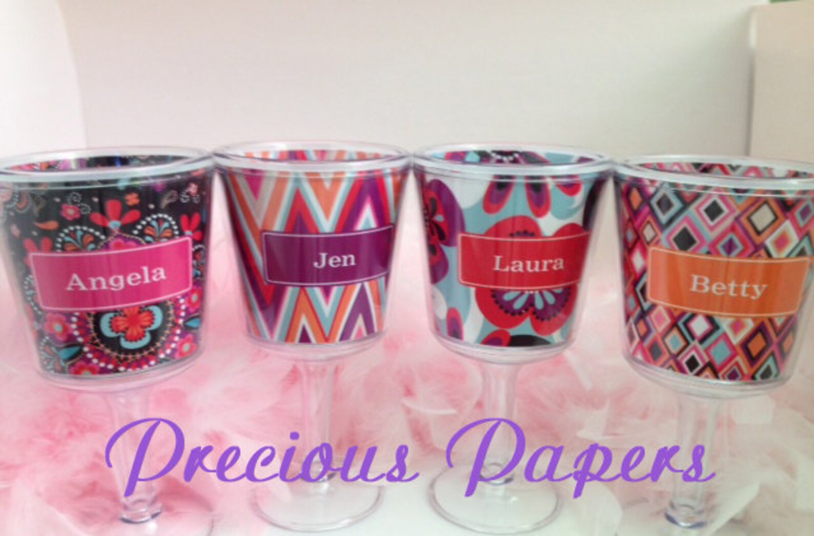 Personalized Plastic Wine Glasses Personalized Chevron Wine Etsy