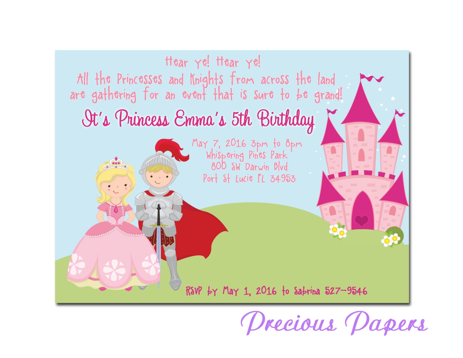 Prince And Princess Party Invitations Princess Birthday Party Etsy