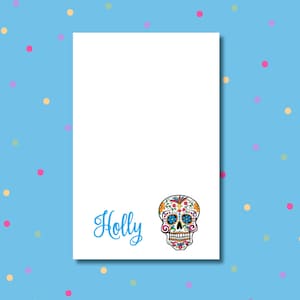 Personalized sugar skull notepads, Custom candy skull note pad, skull notepad