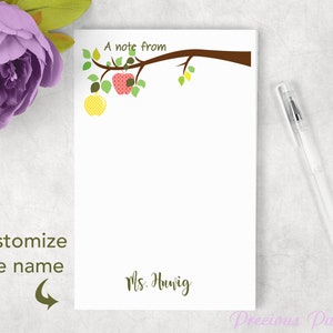 Personalized teacher apple branch notepad apple note pad image 1