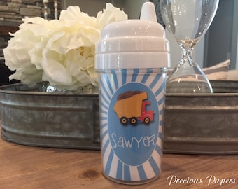 Dump truck sippy cups for boys Personalized