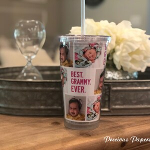 Personalized 16 oz insulated tumbler with lid and straw, custom photo mug, monogrammed cup, teen girl gift, picture gift, BPA-free plastic image 2