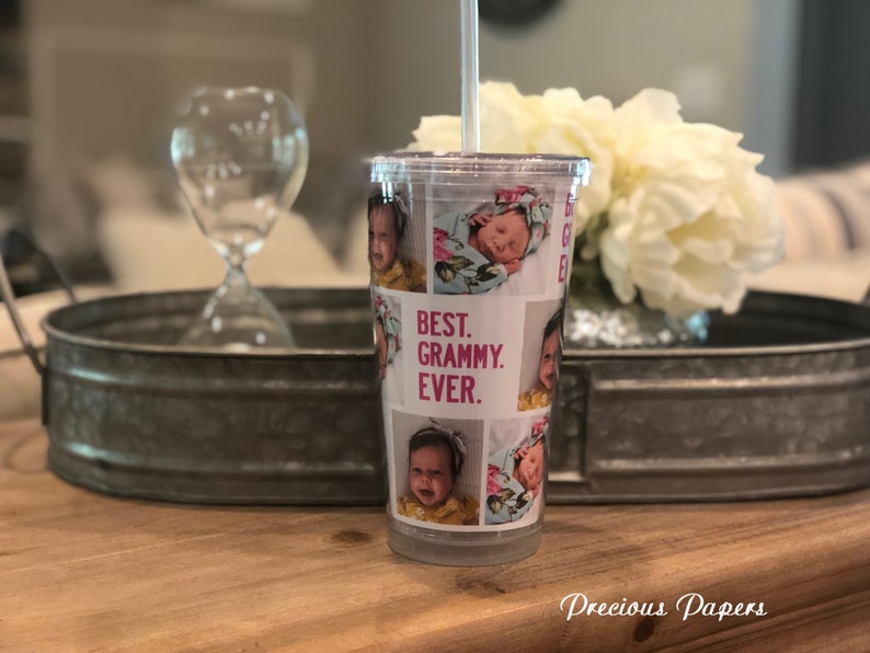 Personalized 16 oz insulated tumbler with lid and straw, custom photo mug, monogrammed cup, teen girl gift, picture gift, BPA-free plastic image 2