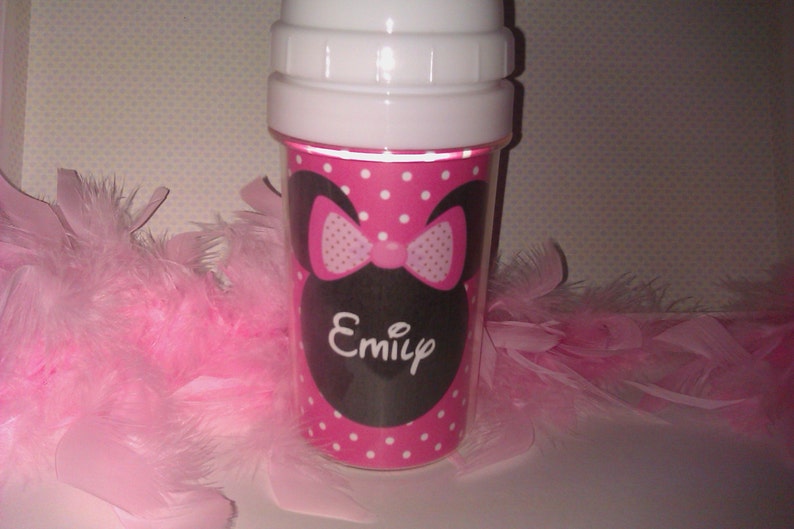 Personalized kids sippy cups Minnie Mouse sippy cup Minnie Mouse personalized cups Minnie Mouse kids cups image 2