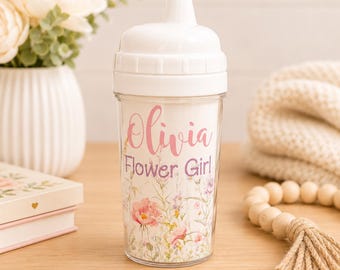 Personalized Flower Girl sippy cups Kids Custom gift for the flower girl