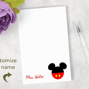 Personalized red Mouse note pads Personalized Mouse gift Personalized Mickey Mouse notepads
