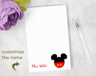 Personalized red Mouse note pads Personalized Mouse gift Personalized Mickey Mouse notepads