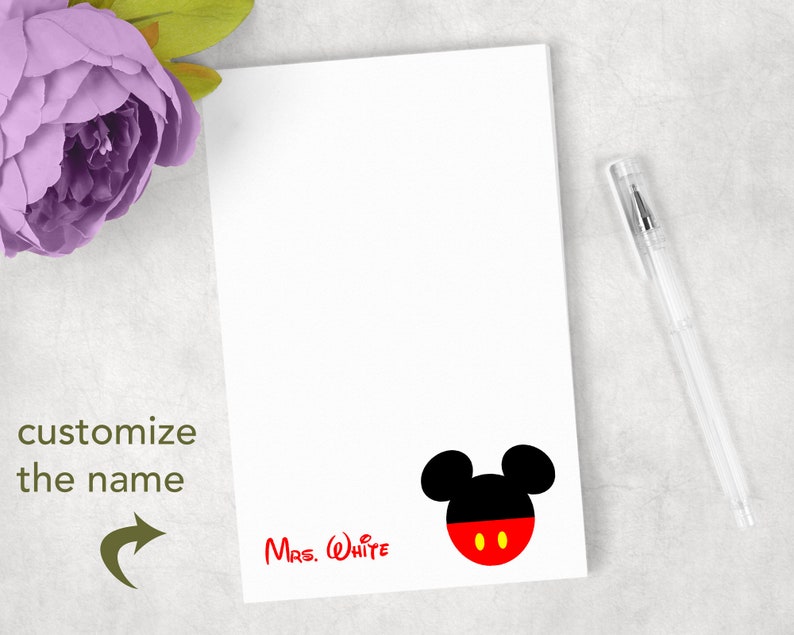 Personalized red Mouse note pads Personalized Mouse gift Personalized Mickey Mouse notepads image 1