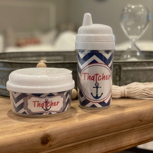 Personalized anchor nautical snack and sippy cups kids snack holder cup kids sippy cup image 1