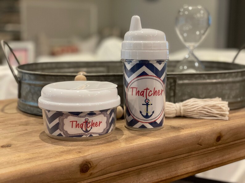 Personalized anchor nautical snack and sippy cups kids snack holder cup kids sippy cup image 1