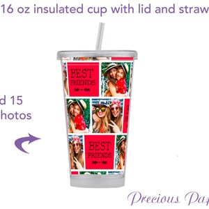 Personalized 16 oz insulated tumbler with lid and straw, custom photo mug, monogrammed cup, teen girl gift, picture gift, BPA-free plastic image 3
