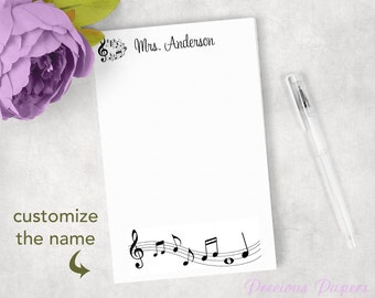 Personalized music teacher notepad with music notes  music teacher gift band piano guitar lesson coach