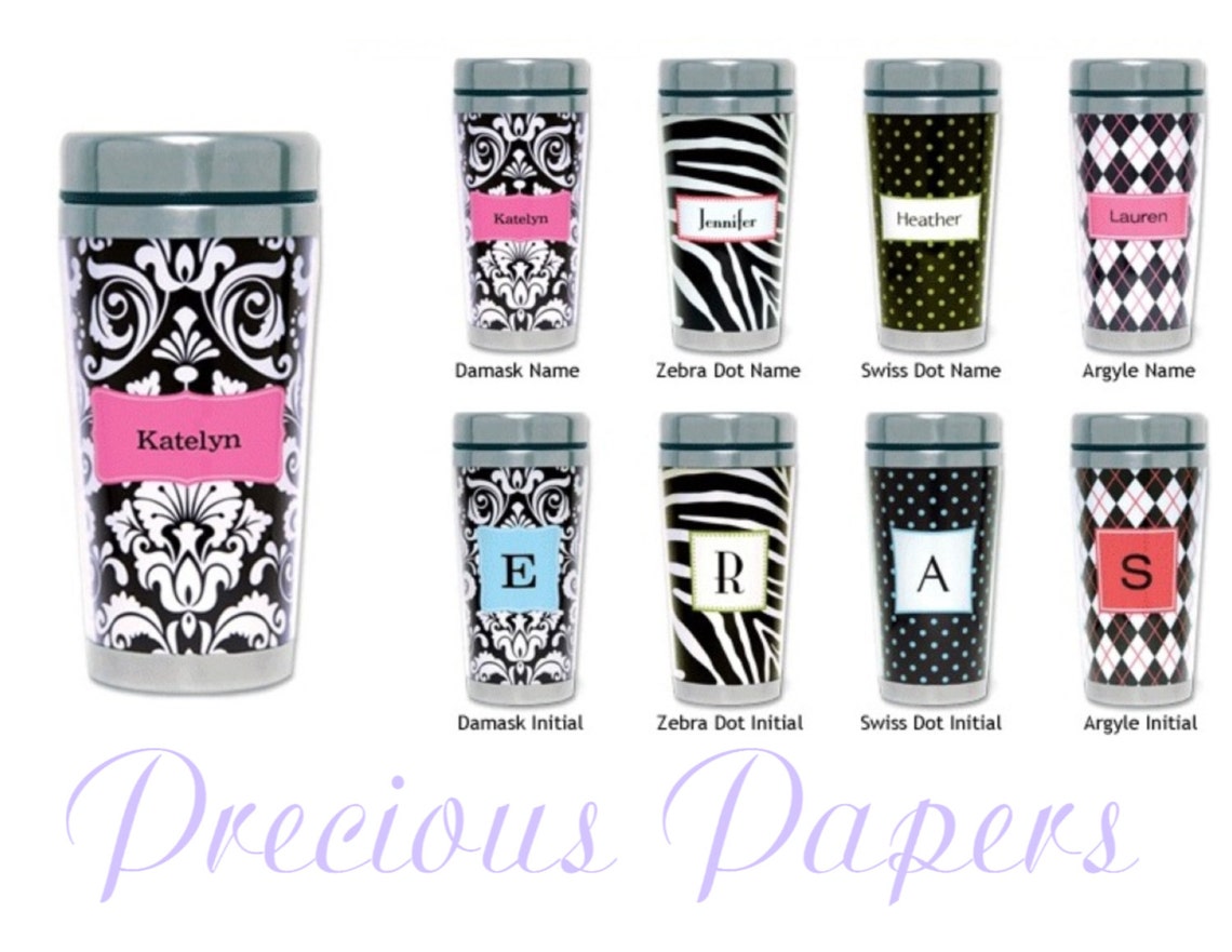 Personalized Travel Mug Zebra Travel Mug Damask Travel Mug Etsy