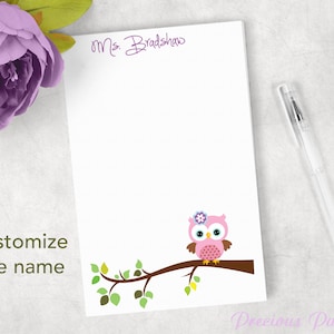 Personalized Teacher note pads Personalized teacher gift Personalized teacher owl note pads apple note pad owl note pad