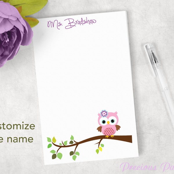 Personalized Teacher note pads Personalized teacher gift Personalized teacher owl note pads apple note pad owl note pad