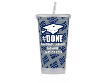 Graduation Cup Class of 2024 Personalized Plastic Tumblers with lid and straw graduation gift