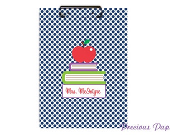 Personalized teacher clipboard teacher gifts navy polka dot clipboard personalized clipboards, school gifts, student gifts