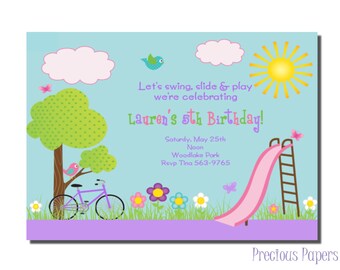 Park Party Invitations Park Birthday Party Invitations Playground Birthday party invitations Printable Download within 24 hours