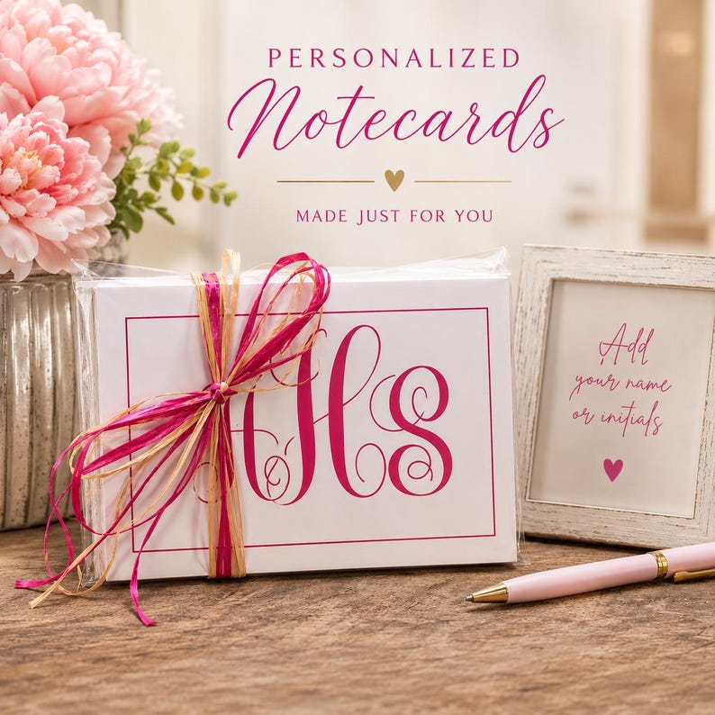 Fancy Notes Download Fancy Script Monogrammed Notecards, Monogrammed Note Cards, Folded ...
