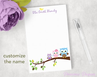 Personalized owl family note pads - Personalized owl notepads