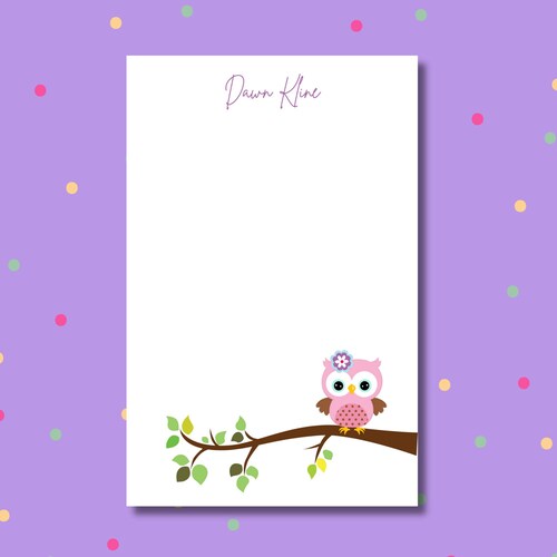 Personalized teacher owl notepad, custom owl notepad, Teacher Appreciation Gift